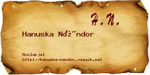 Hanuska Nándor névjegykártya